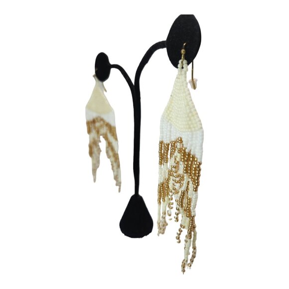 Triangle Multi Tassel Beads Earrings - Picture 4 of 9